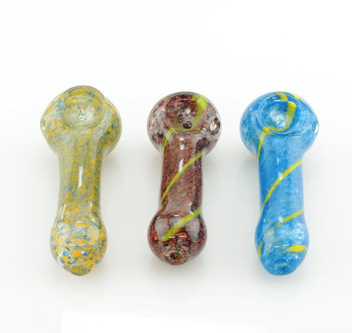 3" Frit Color Body & Stripe Hand Pipe - SmokeZone 420