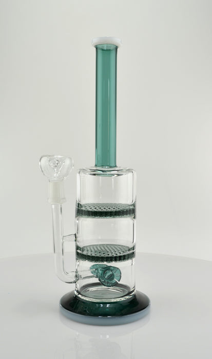 11" Double Honeycomb & Wheel Perc Water Pipe - SmokeZone 420