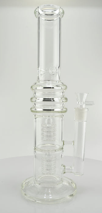 15" Clear Double Quad Shower Chamber Water Pipe - SmokeZone 420
