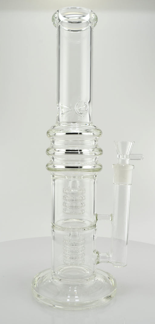 15" Clear Double Quad Shower Chamber Water Pipe - SmokeZone 420