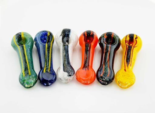 5" Color Glass With Dichro Stripe Hand Pipe - SmokeZone 420