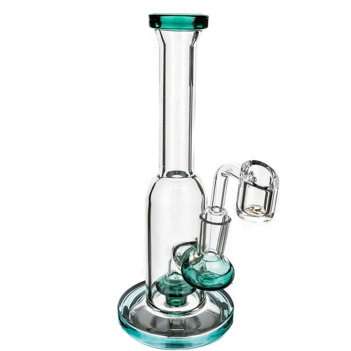 8" Round Body Straight Tube Dab Rig (ONLY AVAILABLE IN SMOKE GREY & TEAL) - SmokeZone 420