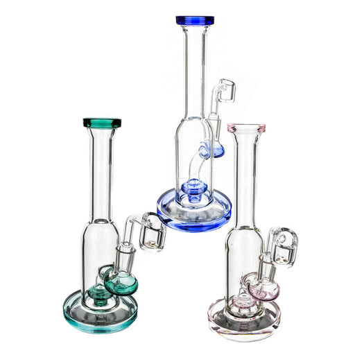 8" Round Body Straight Tube Dab Rig (ONLY AVAILABLE IN SMOKE GREY & TEAL) - SmokeZone 420