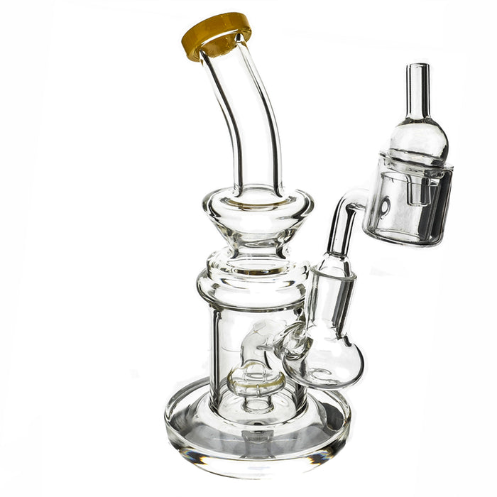 7" Clear Bent Color Mouth Shower Perc Dab Rig - SmokeZone 420