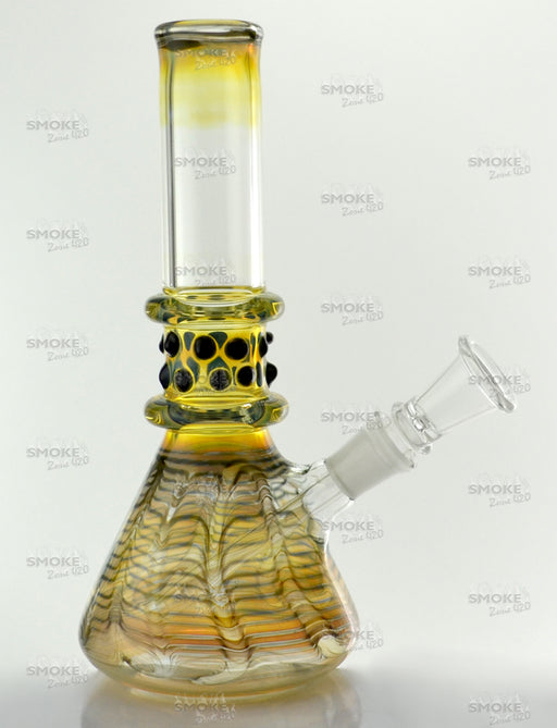 8" Beaded Wrap & Rake Color Beaker Water Pipe - SmokeZone 420
