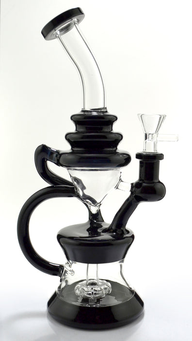 10" Black & Clear Recycler Water Pipe - SmokeZone 420