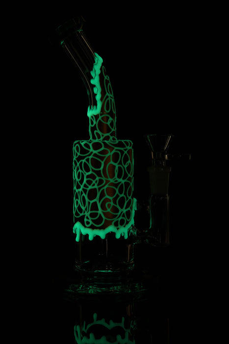 9" Curved Mouth Honeycomb Glow In The Dark Dab Rig - SmokeZone 420