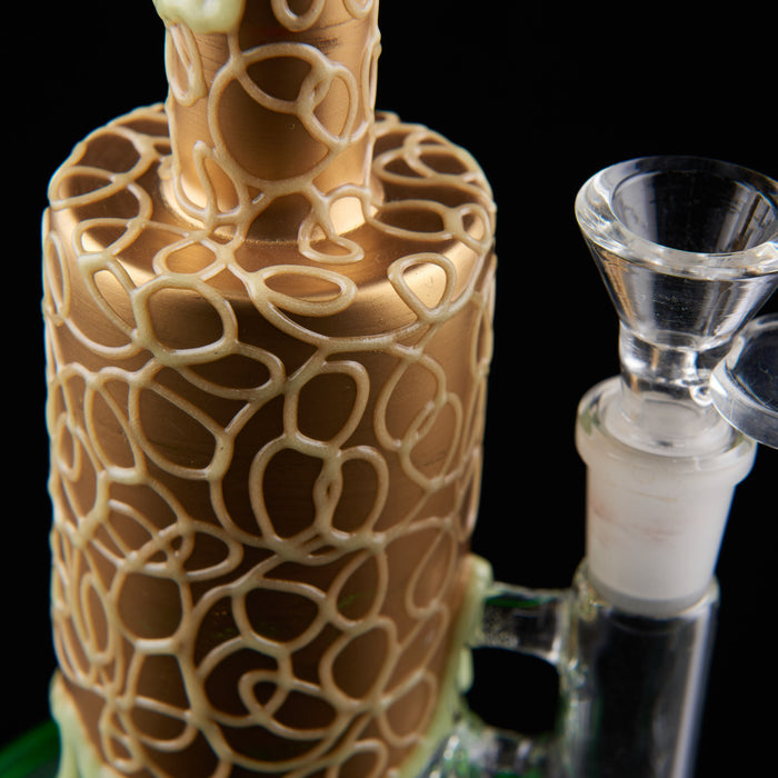 9" Curved Mouth Honeycomb Glow In The Dark Dab Rig - SmokeZone 420