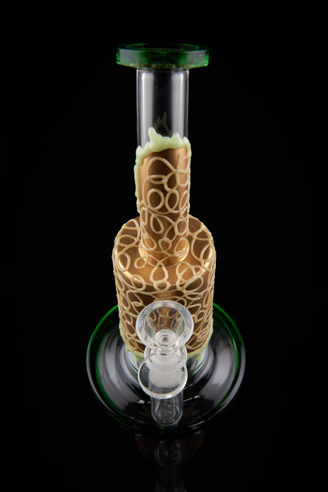 9" Curved Mouth Honeycomb Glow In The Dark Dab Rig - SmokeZone 420