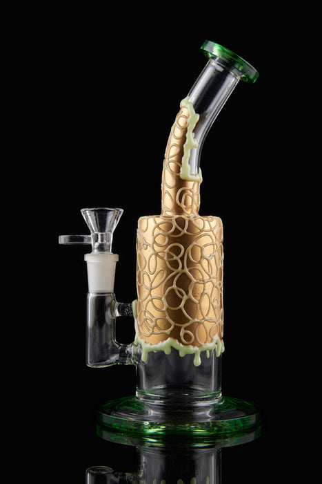 9" Curved Mouth Honeycomb Glow In The Dark Dab Rig - SmokeZone 420