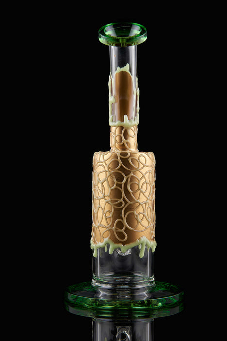 9" Curved Mouth Honeycomb Glow In The Dark Dab Rig - SmokeZone 420