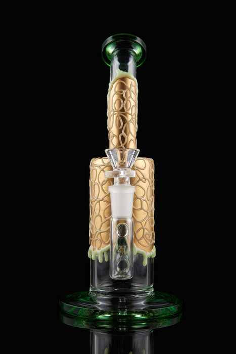 9" Curved Mouth Honeycomb Glow In The Dark Dab Rig - SmokeZone 420
