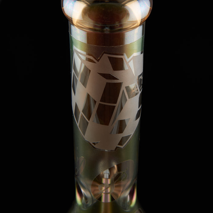 12" 7mm Metallic Gold Dollar Beaker - SmokeZone 420