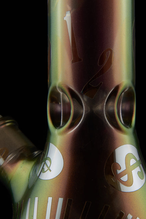 12" 7mm Metallic Gold Dollar Beaker - SmokeZone 420