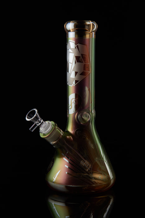 12" 7mm Metallic Gold Dollar Beaker - SmokeZone 420