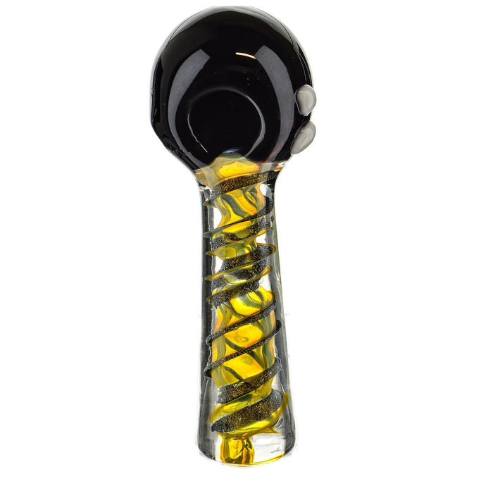5.5" Black Head Twisted Dichro Fumed Spoon Pipe - SmokeZone 420