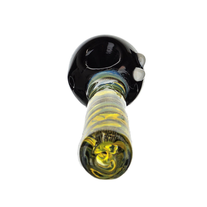 5.5" Black Head Twisted Dichro Fumed Spoon Pipe - SmokeZone 420