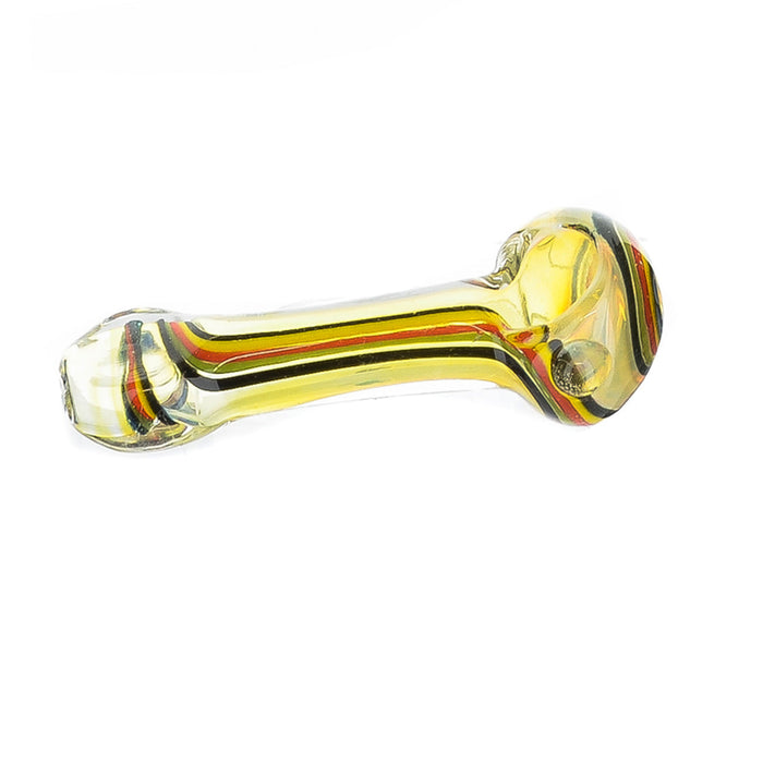 4" Flat Mouth Fumed Rasta Stripe Hand Pipe - SmokeZone 420