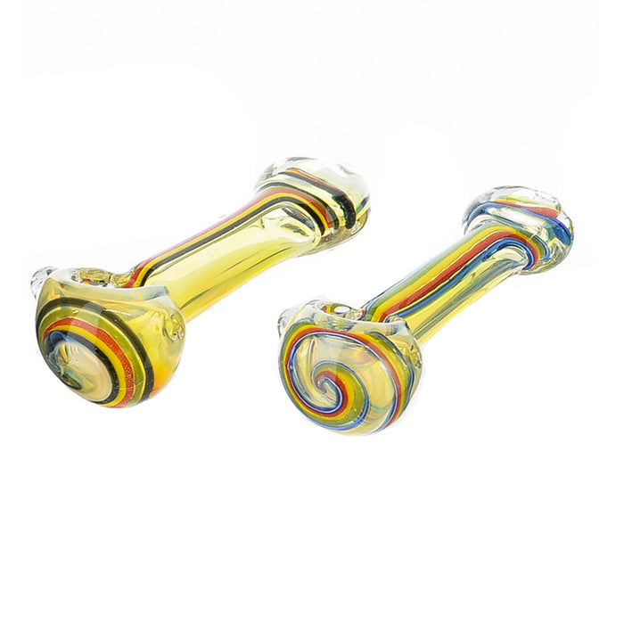4" Flat Mouth Fumed Rasta Stripe Hand Pipe - SmokeZone 420