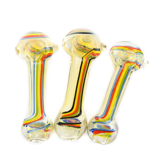 4" Flat Mouth Fumed Rasta Stripe Hand Pipe - SmokeZone 420