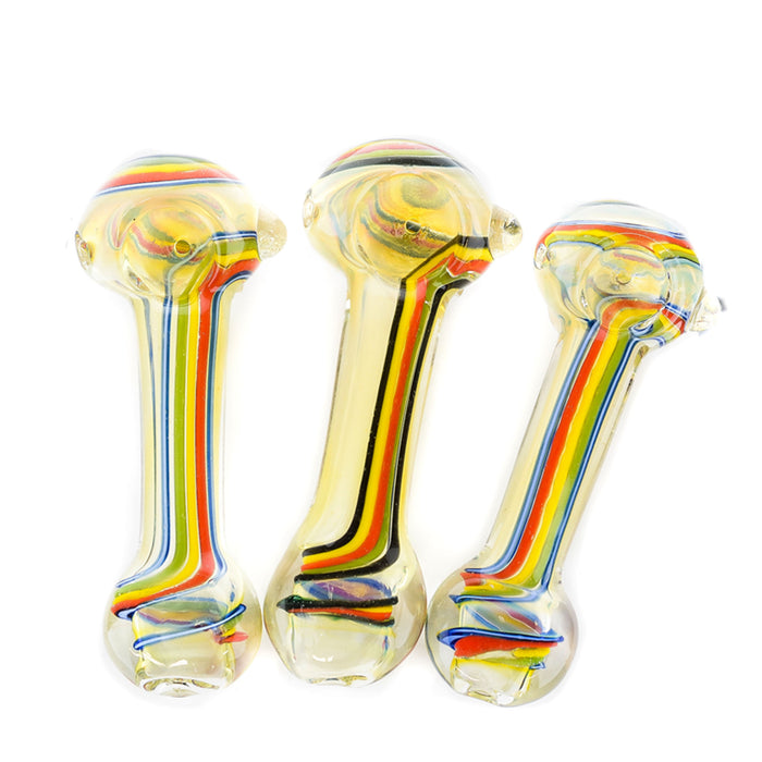 4" Flat Mouth Fumed Rasta Stripe Hand Pipe - SmokeZone 420