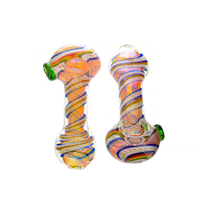 5" Flat Mouth Inside Swirl Art Fumed Hand Pipe - SmokeZone 420