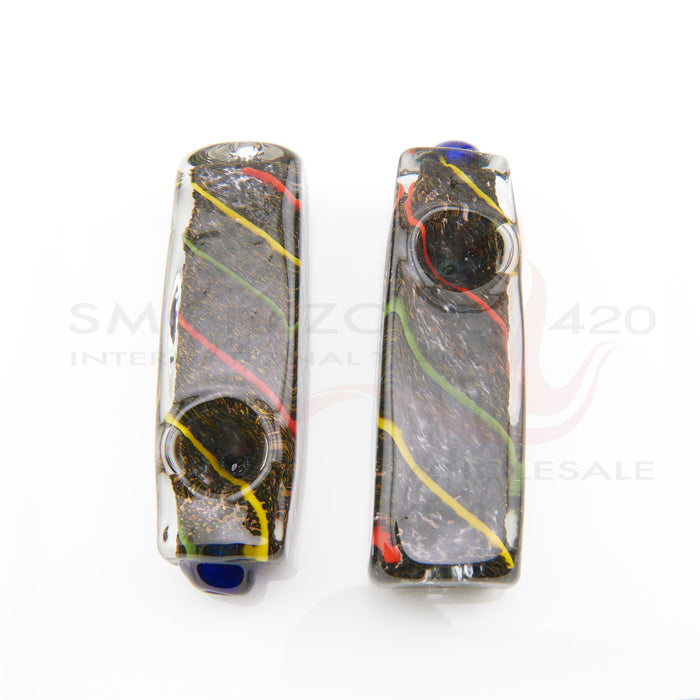 4" Rasta Striped Electric Fumed Block Hand Pipe - SmokeZone 420
