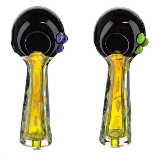 5" Black Head Inside Polka Dot Fumed Spoon Pipe - SmokeZone 420