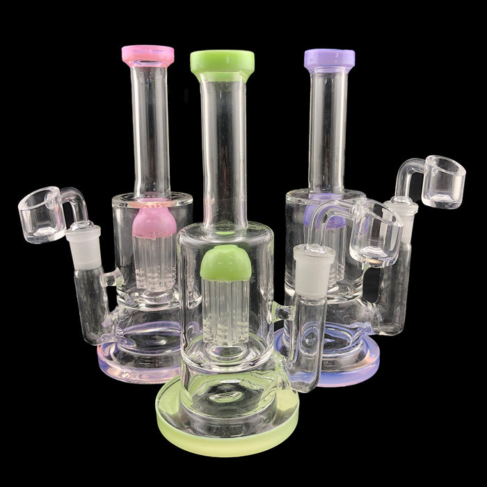 8" Slime Color Straight Tube Tree Perc Dab Rig - SmokeZone 420