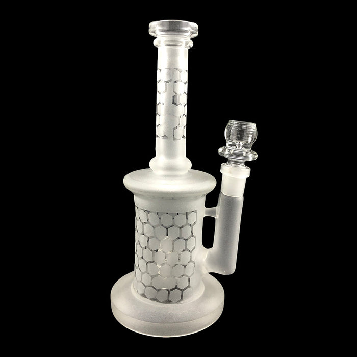 8" Frosted Tube Honeycomb Art Water Pipe - SmokeZone 420