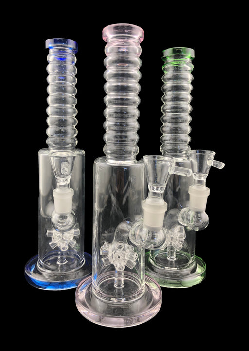 10" Ribbed Tube Sea Mine Perc Water Pipe - SmokeZone 420