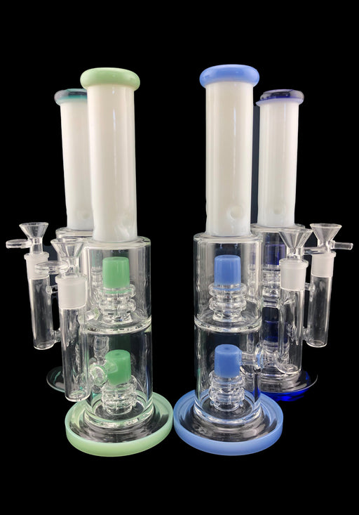 12" Straight White Tube Double Matrix Water Pipe - SmokeZone 420
