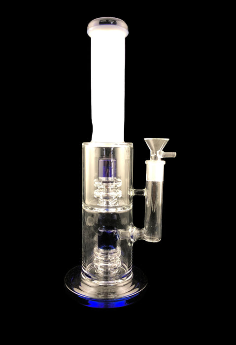 12" Straight White Tube Double Matrix Water Pipe - SmokeZone 420