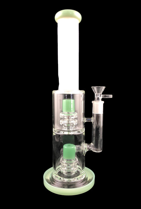 12" Straight White Tube Double Matrix Water Pipe - SmokeZone 420
