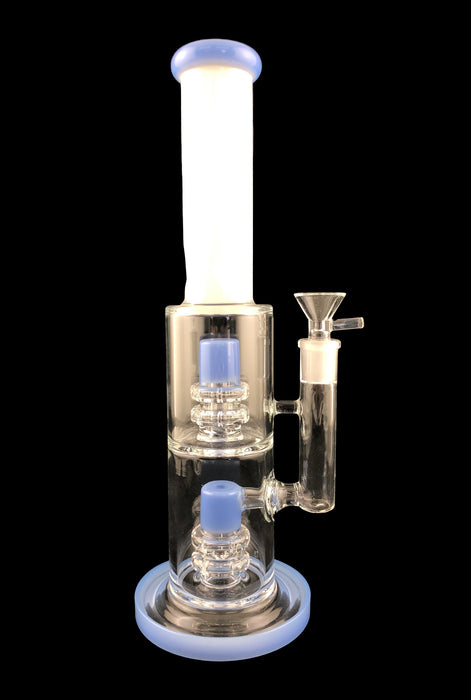 12" Straight White Tube Double Matrix Water Pipe - SmokeZone 420