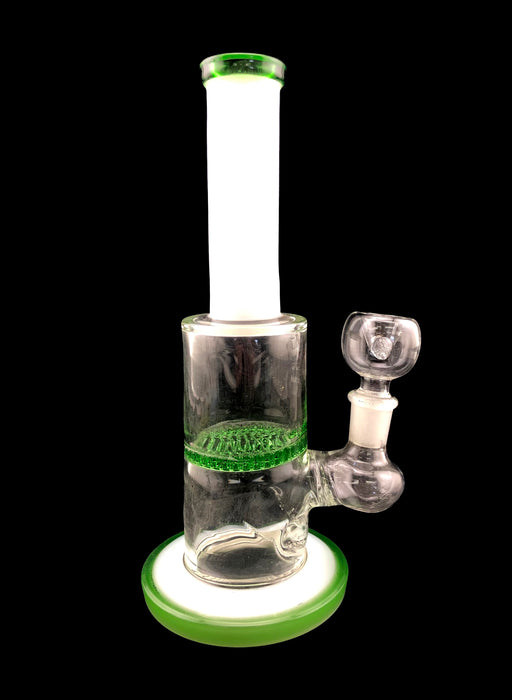 8.5" Straight White Tube Honeycomb Perc Water Pipe - SmokeZone 420