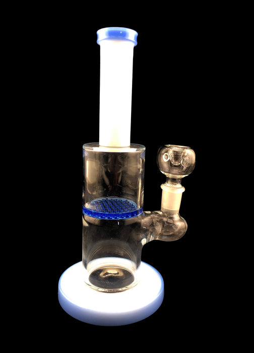8.5" Straight White Tube Honeycomb Perc Water Pipe - SmokeZone 420