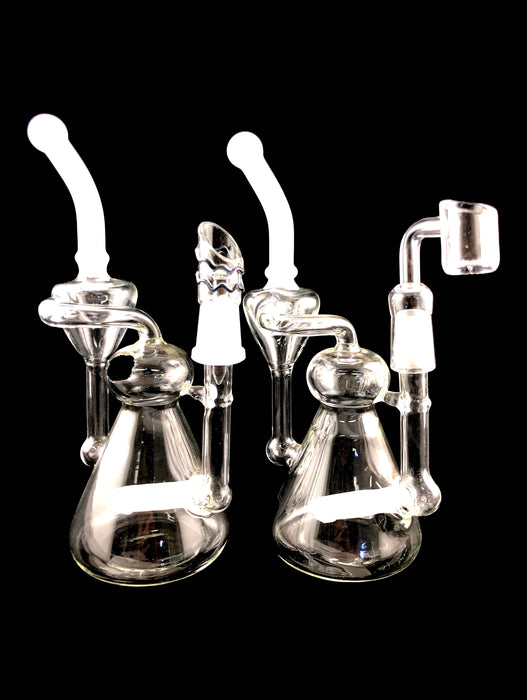8" White Tube Recycler Inline Dab Rig - SmokeZone 420