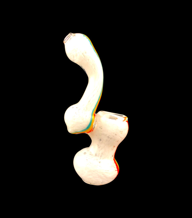6" White Fritted Color Stripe Bubbler - SmokeZone 420