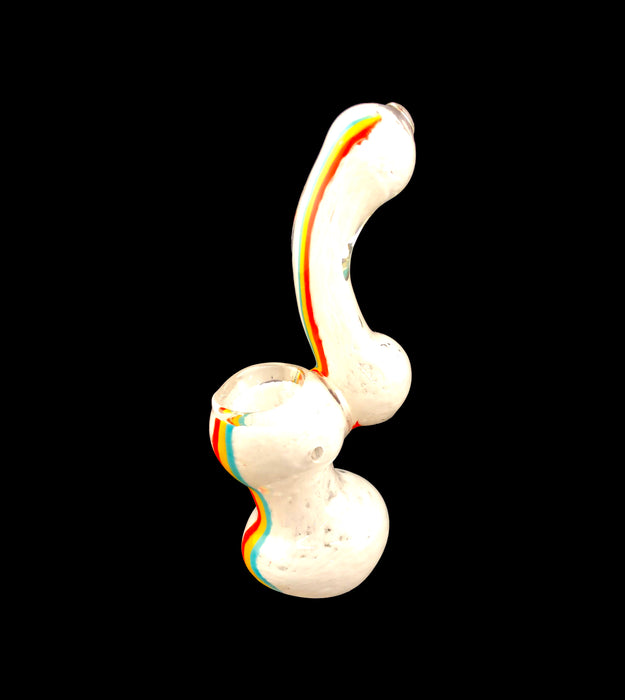 6" White Fritted Color Stripe Bubbler - SmokeZone 420