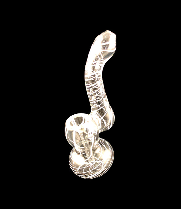 6" Whited Striped Clear Sherlock Bubbler - SmokeZone 420