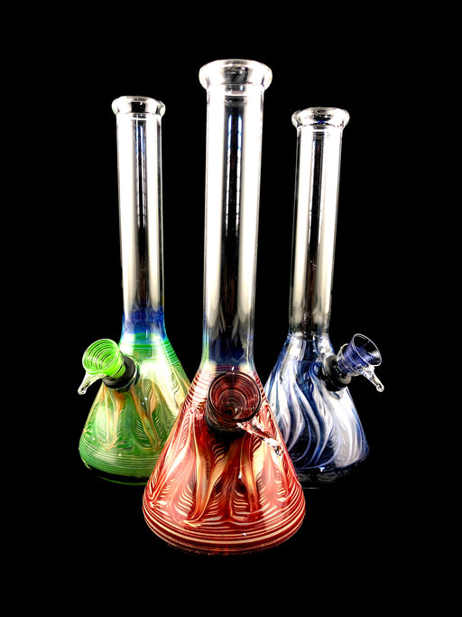8" Beaker Wrap & Rake Slide Water Pipe - SmokeZone 420