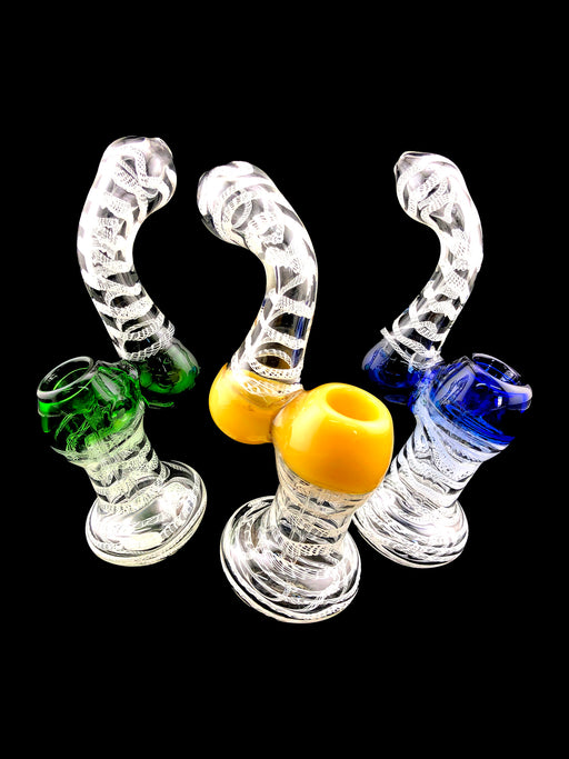 7" White Inside Swirl Sherlock Bubbler - SmokeZone 420