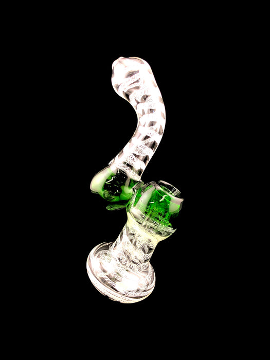 7" White Inside Swirl Sherlock Bubbler - SmokeZone 420