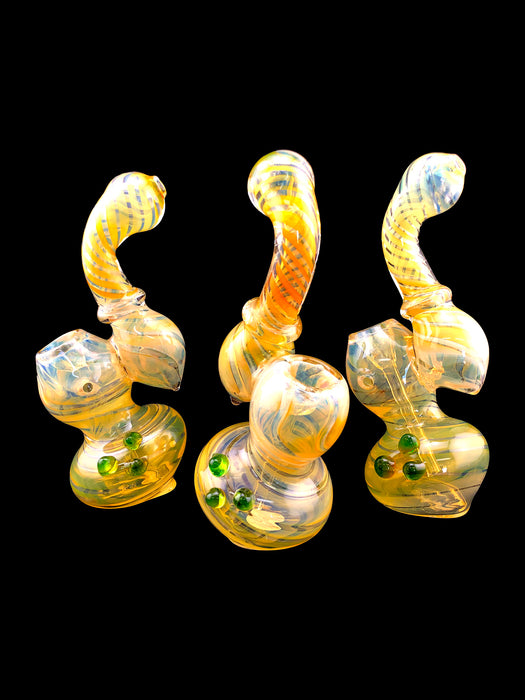7" Gold Twisted Fumed Sherlock Bubbler - SmokeZone 420