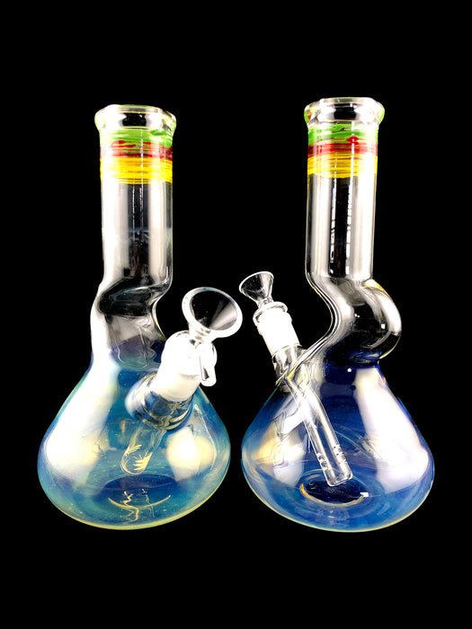9" Rasta Striped Fumed Zong Beaker Water Pipe - SmokeZone 420