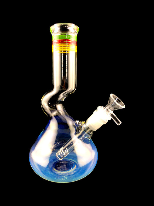 9" Rasta Striped Fumed Zong Beaker Water Pipe - SmokeZone 420