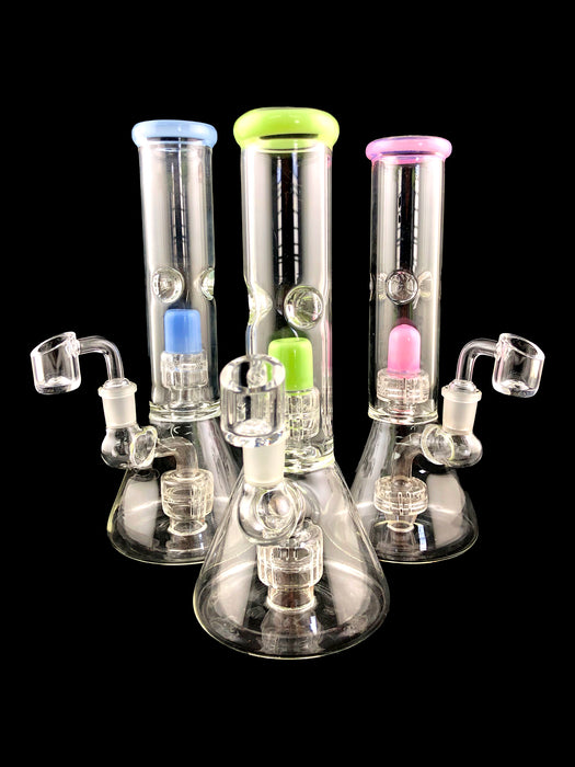 9" Slime Color Matrix & Shower Perc Beaker Dab Rig - SmokeZone 420