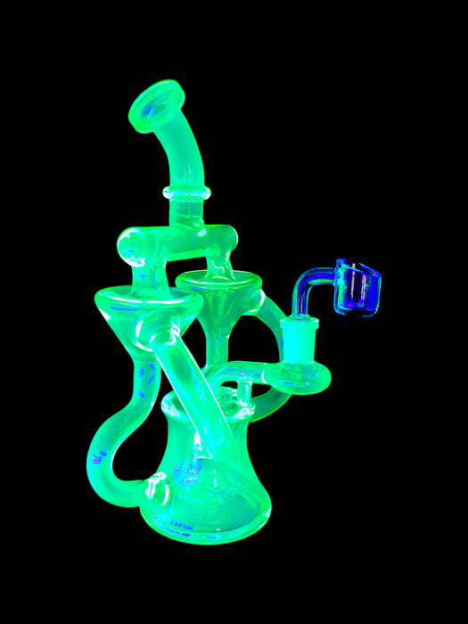 10" Double Inverted Cone UV Reactive Dab Rig - SmokeZone 420