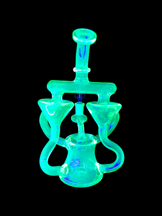 10" Double Inverted Cone UV Reactive Dab Rig - SmokeZone 420